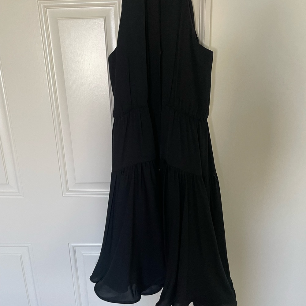Milly high neck, open back midi dress